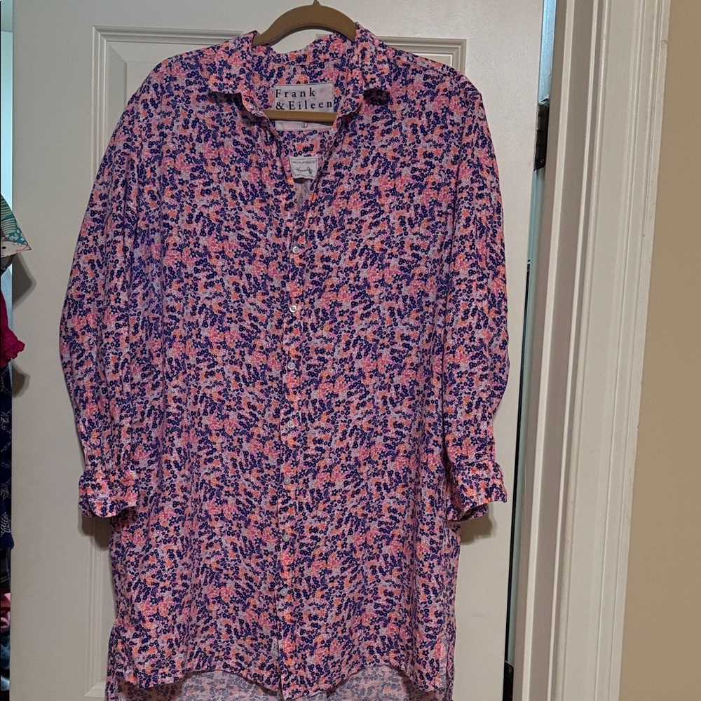 Frank & Eileen Pink and Blue Patterned Shirt